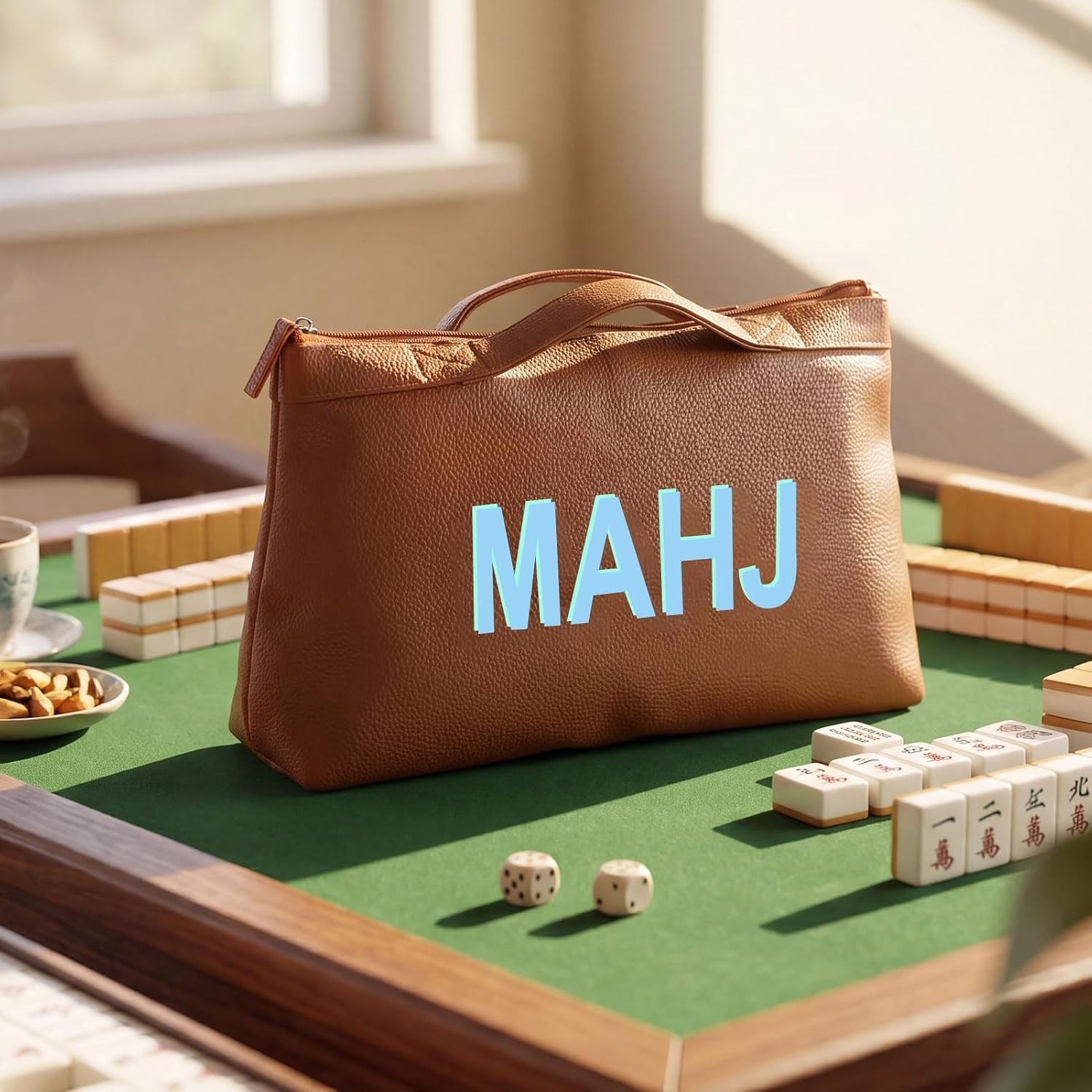 A luxury leather pouch for Mahjong tiles