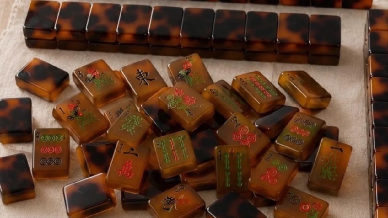 Translucent amber resin tiles catching warm afternoon light