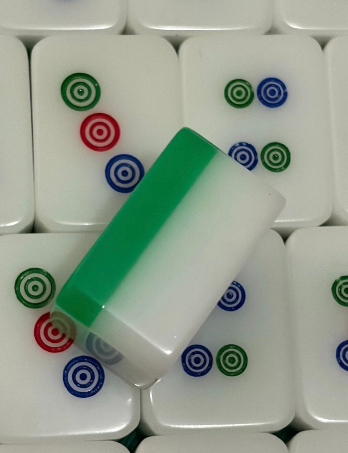 Classic white mahjong tiles close up detail